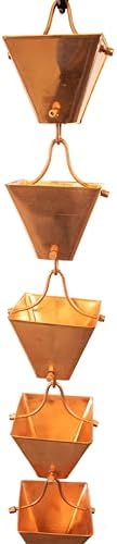 Nutshell Stores Medium Square Cups Rain Chain - Copper - 19 Feet