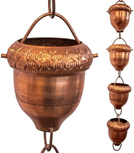 Nutshell Stores Acorn Cups Rain Chain - Copper - 9 Feet
