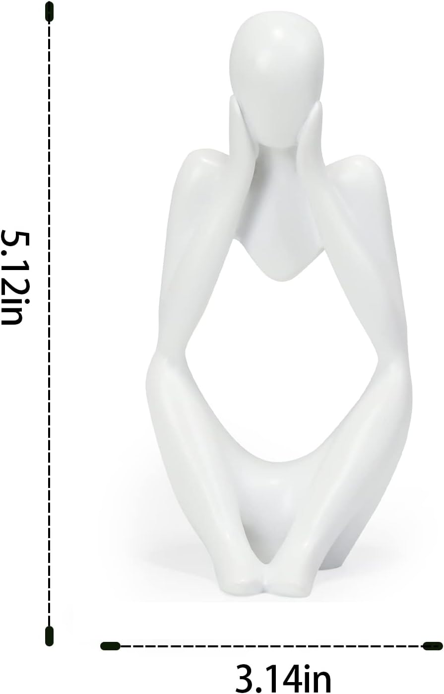INNOLITES Resin Statue Thinker Style Decoration Abstract Sculptures Collectible Figurines for Home Decor Modern Office Shelf Desktop（White Focus）