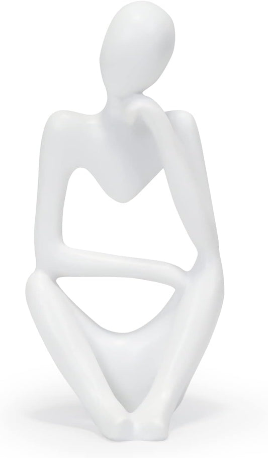 INNOLITES Resin Statue Thinker Style Decoration Abstract Sculptures Collectible Figurines for Home Decor Modern Office Shelf Desktop(White Right)