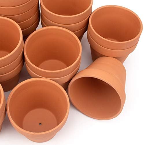 CFKJ 26 Pack 4" Terracotta Planter Pots, Clay Succulent Pots, Indoor, Brown, Solid, Classic Style, Drainage Hole, Tabletop, Plant Theme