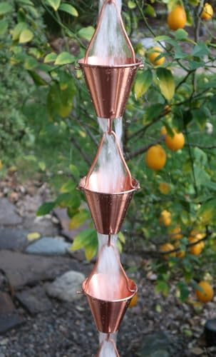 Nutshell Stores Steel Cups Rain Chain - Copper Plated - 16 Feet