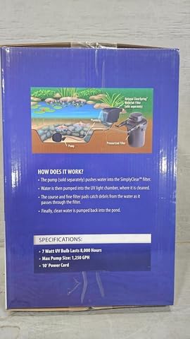 The Pond Guy SimplyClear Outdoor Pressurized Filtration System, UVC Light & Bio Canister Filter for Small Water Gardens & Ponds, 1250 Gallon