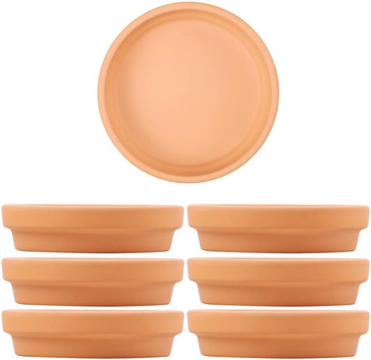 Fcacti 4.7 inch Middle Terra Cotta Plant Saucers, Round Pot Drip Trays,Durable Thicker Clay Plant Tray Flower Pot Saucers for Outdoors Indoors Flower Pots and Planters,Pack of 7