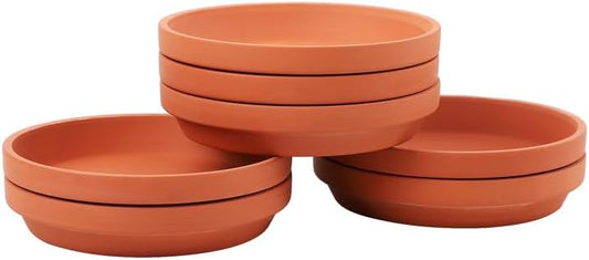 Fcacti 6.5 inch Large Terra Cotta Plant Saucers, Round Pot Drip Trays,Durable Thicker Clay Plant Tray Flower Pot Saucers for Outdoors Indoors Flower Pots and Planters,Pack of 7