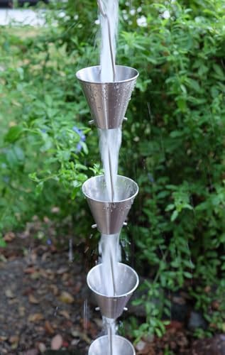 Nutshell Stores Steel Cups Rain Chain - Stainless Steel - 14 Feet