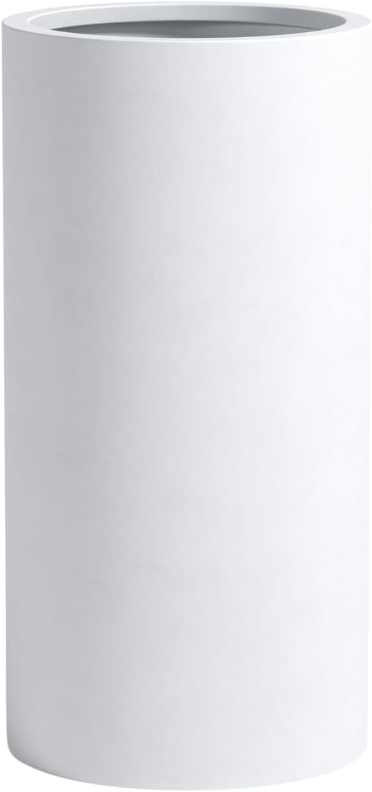 DTY Signature Mount Oxford Tall Outdoor Planter - Large White 31.5 Inch Height Modern Tall Planter Pot for Indoor & Outdoor Spaces - Stylish Planter for Contemporary Homes and Gardens