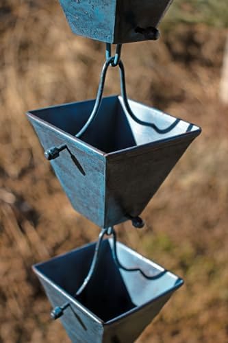 Nutshell Stores Medium Square Cups Rain Chain - Patina - 19 Feet