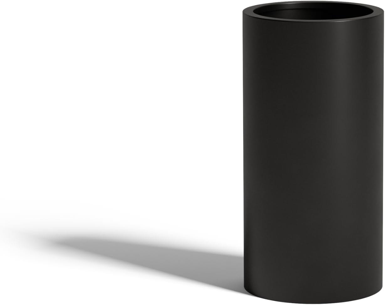 DTY Signature Mount Oxford Tall Outdoor Planter - Medium Black 23.6 Inch Height Modern Tall Planter Pot for Indoor & Outdoor Spaces - Stylish Planter for Contemporary Homes and Gardens