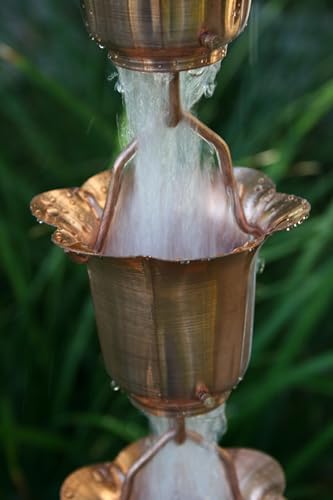 Nutshell Stores Flower Cups Rain Chain - Copper - 19 Feet