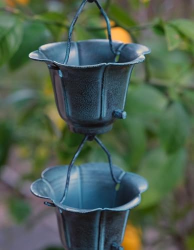 Nutshell Stores Flower Cups Rain Chain - Patina - 15 Feet