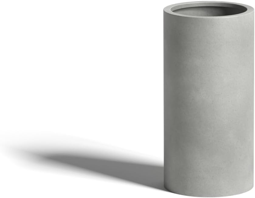 DTY Signature Mount Oxford Tall Outdoor Planter - Small Gray 15.7 Inch Height Modern Tall Planter Pot for Indoor & Outdoor Spaces - Stylish Planter for Contemporary Homes and Gardens