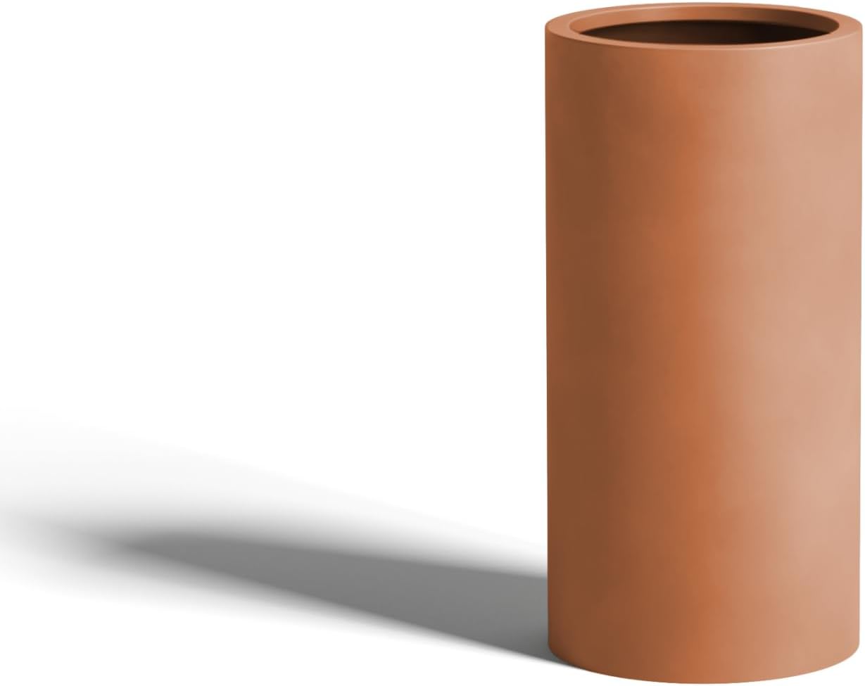 DTY Signature Mount Oxford Tall Outdoor Planter - Medium Terracotta 23.6 Inch Height Modern Tall Planter Pot for Indoor & Outdoor Spaces - Stylish Planter for Contemporary Homes and Gardens