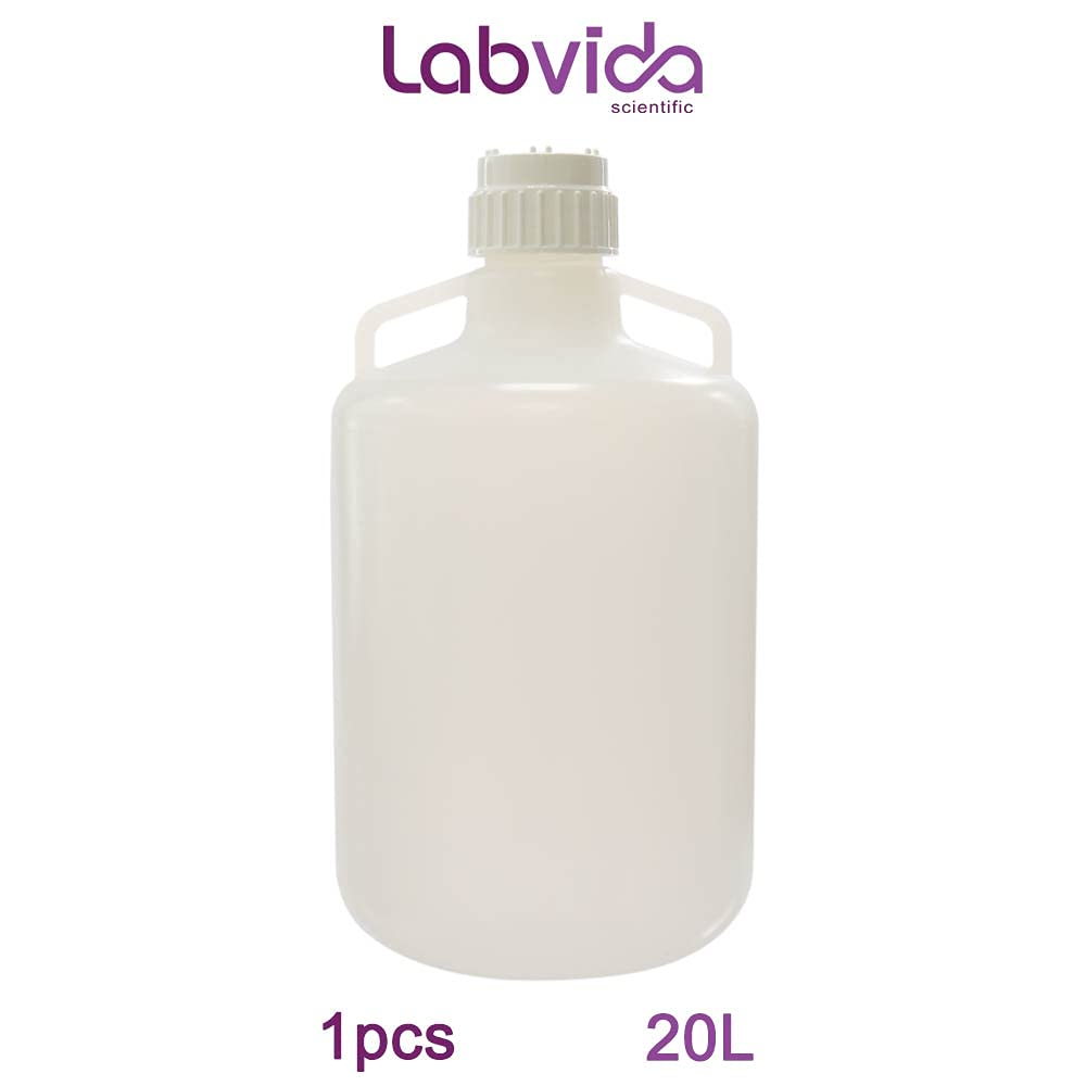 20L (5 Gallons) Round Carboys with Handles,Molded Graduations, Autoclavable PP Material, Heavy Duty Water Can, Lab, Home, Travel Liquid Storage, LVAA002