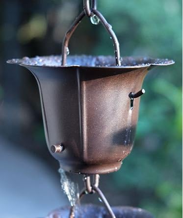 Nutshell Stores Flower Cups Rain Chain - Bronze - 9 Feet