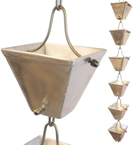 Nutshell Stores Medium Square Cups Rain Chain - Aluminum - 10 Feet