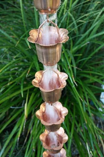 Nutshell Stores Flower Cups Rain Chain - Copper - 20 Feet