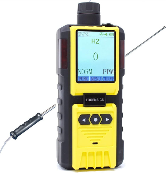 Hydrogen Gas Analyzer by Forensics | USA NIST Calibration |Range: 0-1000ppm | Resolution: 1ppm | Built-in Pump & 4ft Probe |