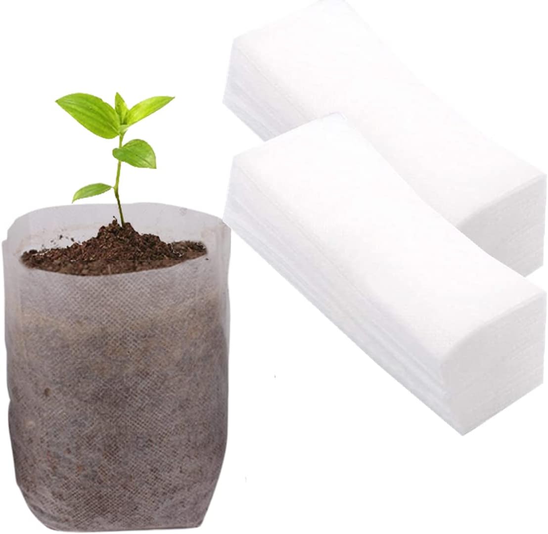 gardtree Plant Nursery Bags 5.5 * 6.3 inches 200PCS, Non-Woven Biodegradable Plant Grow Bags Fabric Seedling Starter Bags for Vegetable Flower Fruit Saplings Tree, Home Garden Supply