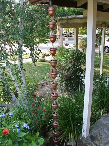 Nutshell Stores Acorn Cups Rain Chain - Copper - 10 Feet