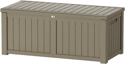 120 Gallon Double-Wall Resin Deck Box - Lockable Waterproof Outdoor Storage Box, 1000lbs Capacity & Doubles as Seating for Patio Furniture - Garden Tools, Pool Accessories (Brown)