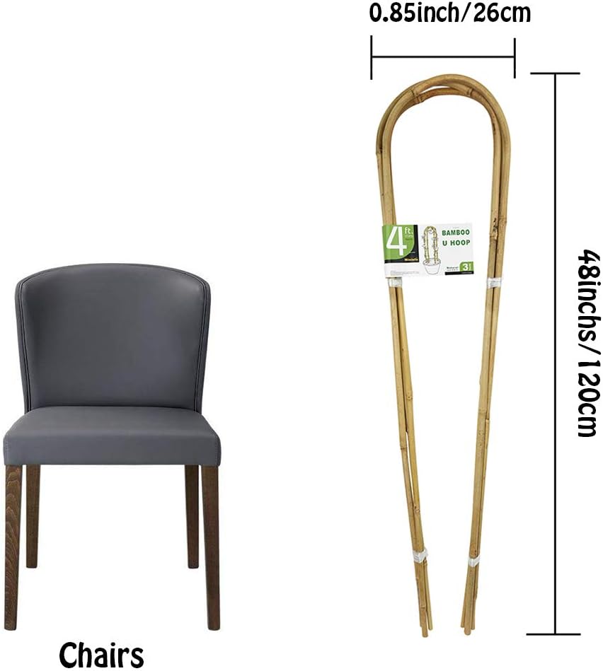 4 Feet Natural U-Hoops Bamboo, Mininfa Garden Trellis, Bamboo Trellis U-Shape for Plant Support - 3 Pack