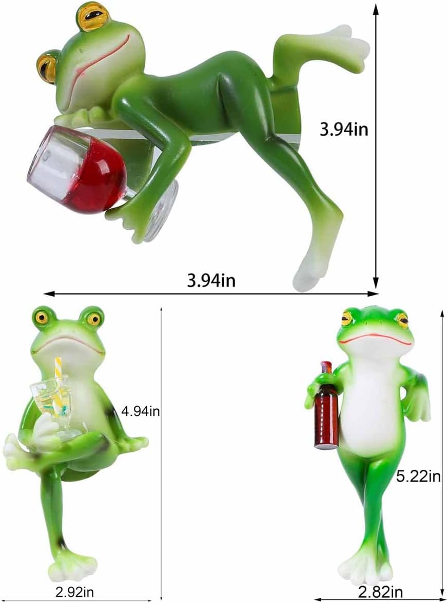 3 PCS Tipsy Frog Statues Pot Hugger Decorations for Plant, Miniature Frog Garden Decor Outdoor Women Gifts Frog Figurines Plant Hangers Decor for Flower,Yard,Lawn Ornament