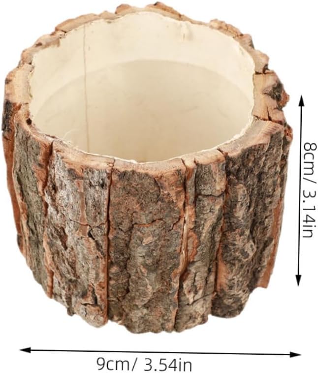 Housoutil Wooden Bark Flower Pots, 6PCS Rustic Farmhouse Planters, Log Plant Containers for Succulents, Cacti, Home and Garden Decor, Weddings, and Holidays