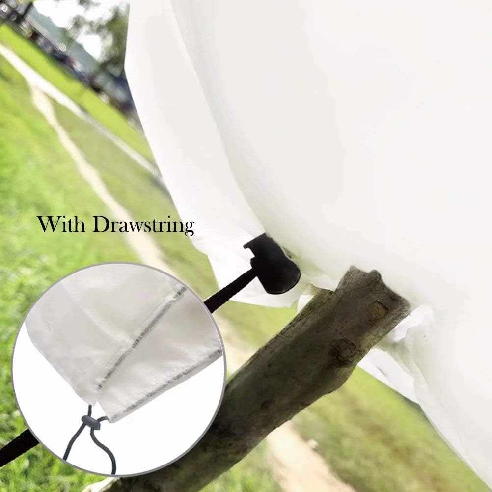 Agfabric Plant Covers Freeze Protection 72"x72"x12" 0.9oz Freeze Cloths for Plants Plant Frost Protection Covers Drawstring Bags Shrub Jacket Warm,White,4 Pack