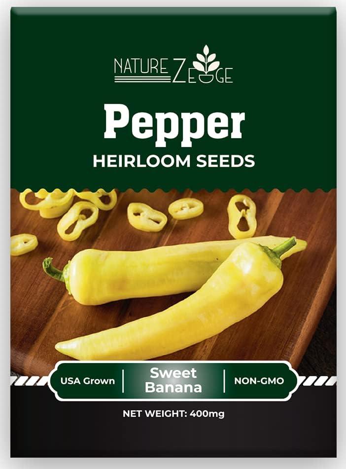 Sweet Pepper Seeds for Planting, Sweet Banana Pepper Seeds, Pepperoncini, Sweet Cherry Pepper Seeds, California Wonder Bell Pepper, and Anaheim, Heirloom Pepper Seed Assortment, Non-GMO