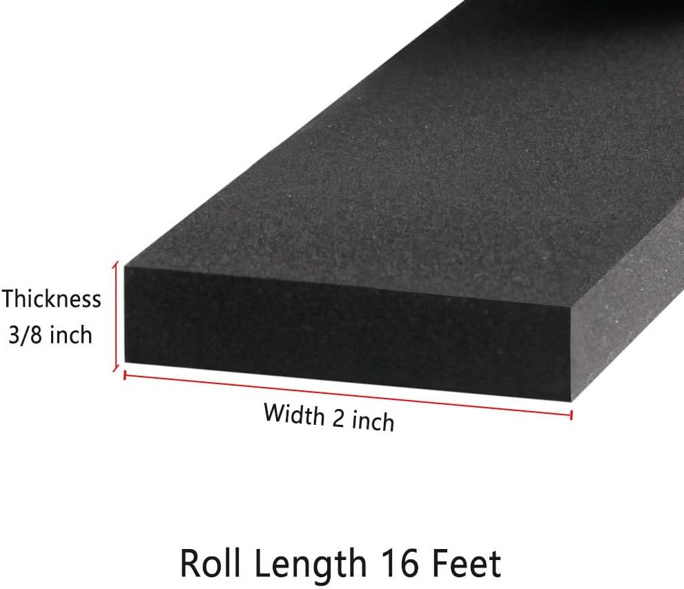 Insulation Foam - 2" W x 3/8" T - Adhesive Soundproofing Seal Tape Weather Stripping for Window AC Units
