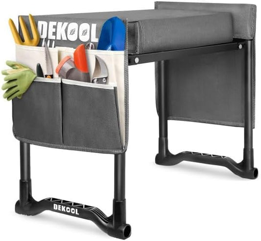 Garden Kneeler and Seat with Upgraded Wide & 3" Thick Kneeling Pad, Heavy Duty Garden Stool with 2 Large Tool Bags, Portable Bench for Planting, Weeding, Gardening Gifts for Women, Men, Seniors