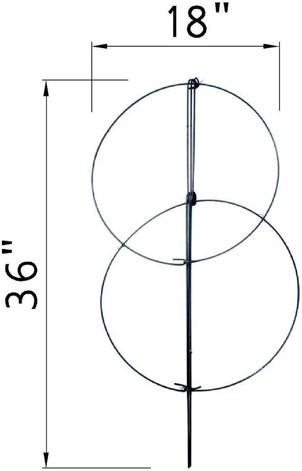 36" x 18" Peony Double Ring Plant Support, Pack of 10 Plant Support Stakes for Tomatoes Peony Lily Rose Plant Support Rings Peony Cages for Outdoor Plants Flowers Vegetables