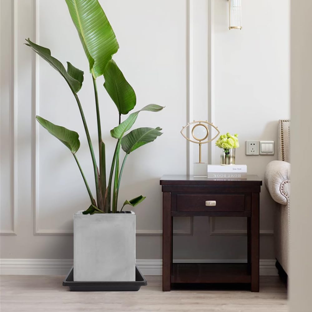 4 Pack Square Plant Saucer 18 Inch, Extra-Deep Large Saucers for Potted Plants, Plastic Plant Trays for Indoors No Holes, Plant Water Catcher Tray, Flower Pot Drip Trays Plant Plate