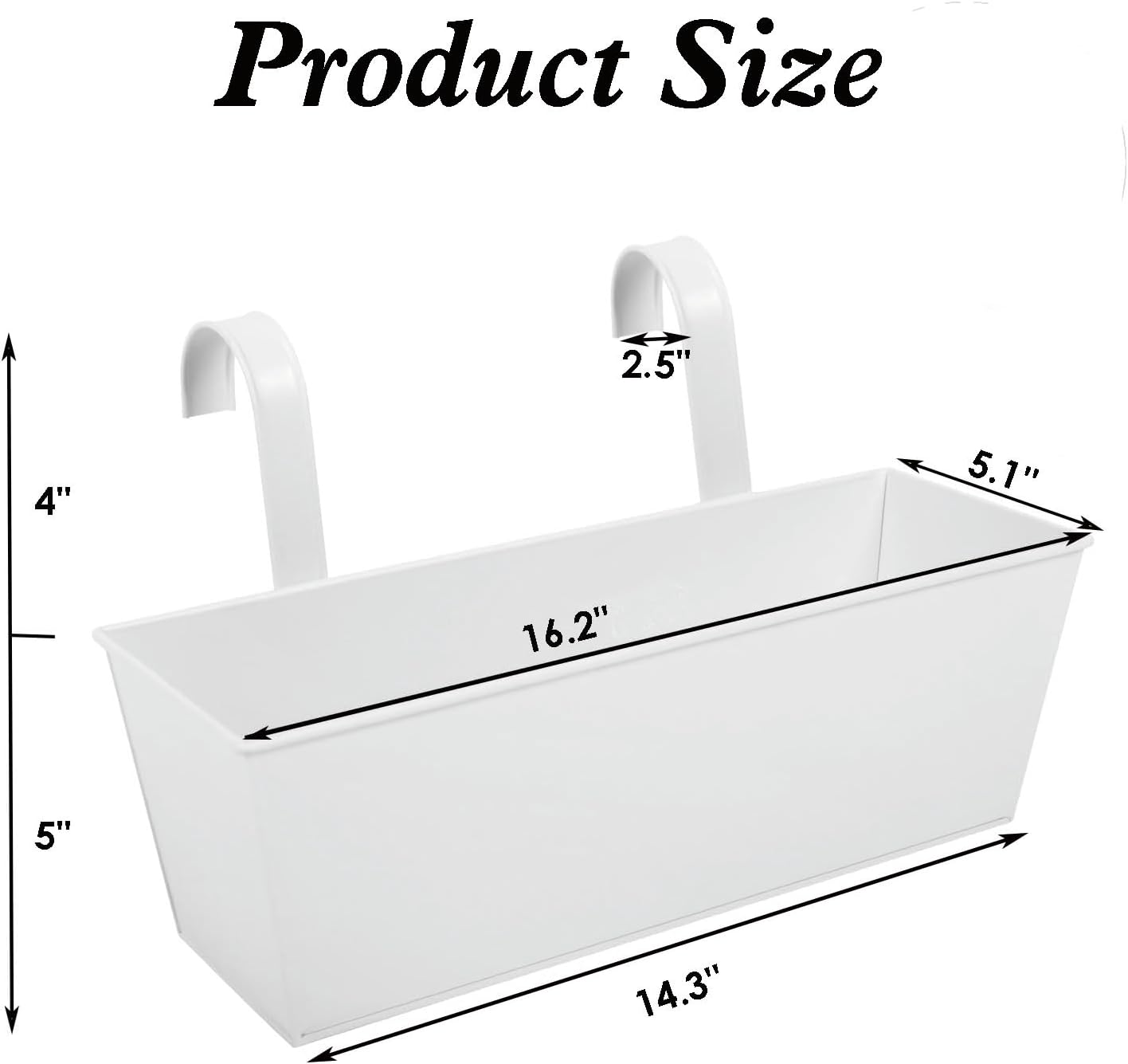 3 Pcs Large Hanging Flower Pots for Railing Or Fence 16 Inch Railing Planter Box for Any Balcony, Porch or Deck Countryside Style Window Planter Boxes Are Perfect to Herbs & Flowers for Garden (White)