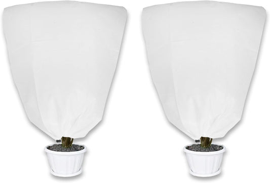 2 Pack Plant Covers Freeze Protection for Winter, 31.5''×23.6'' Frost Cloths for Outdoor Plants Cold Weather Blankets with Drawstrings