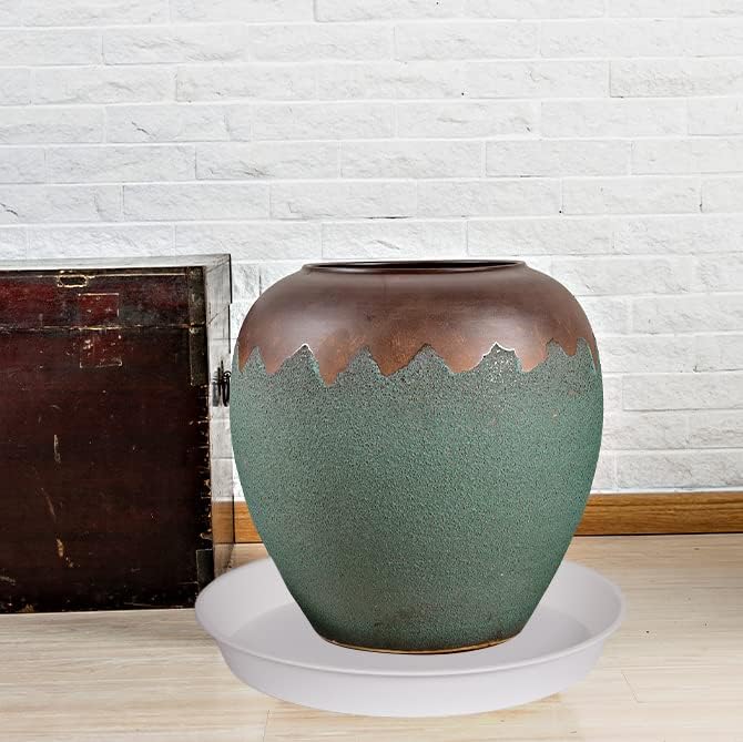 4 Pack of 17 inch Plant Saucer, 2.3" Depth Tray, Large Deep Garden Plastic Flower Planter Plant Trays for Indoors Outdoor Bath Bath (17", Creamy White)