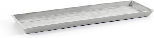 Ecopots Rectangular in/Outdoor Recycled Plastic Planter Flowerpot Saucer, White Grey, 17"