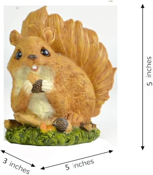 5" Squirrel with Pinecone Statue – Polyresin Figurine for Home & Garden – Whimsical Indoor/Outdoor Decoration on Grass Base