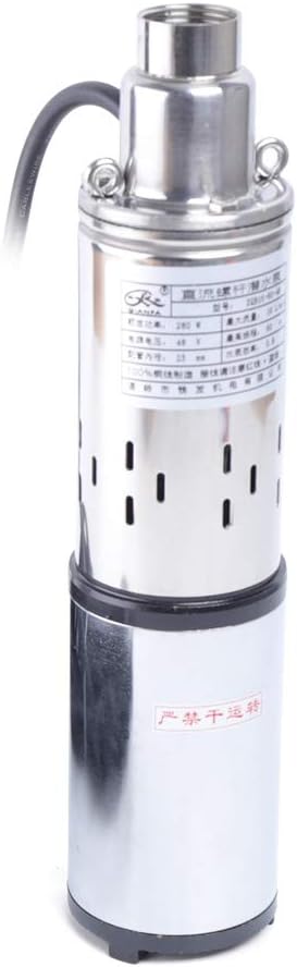 Deep Well Submersible Pump DC 48V 280W Electric Solar Powered Water Pump, 4.2 GPM Flow, 197ft Lift, Farm Ranch Irrigation Submersible Bore Hole Deep Well Pump