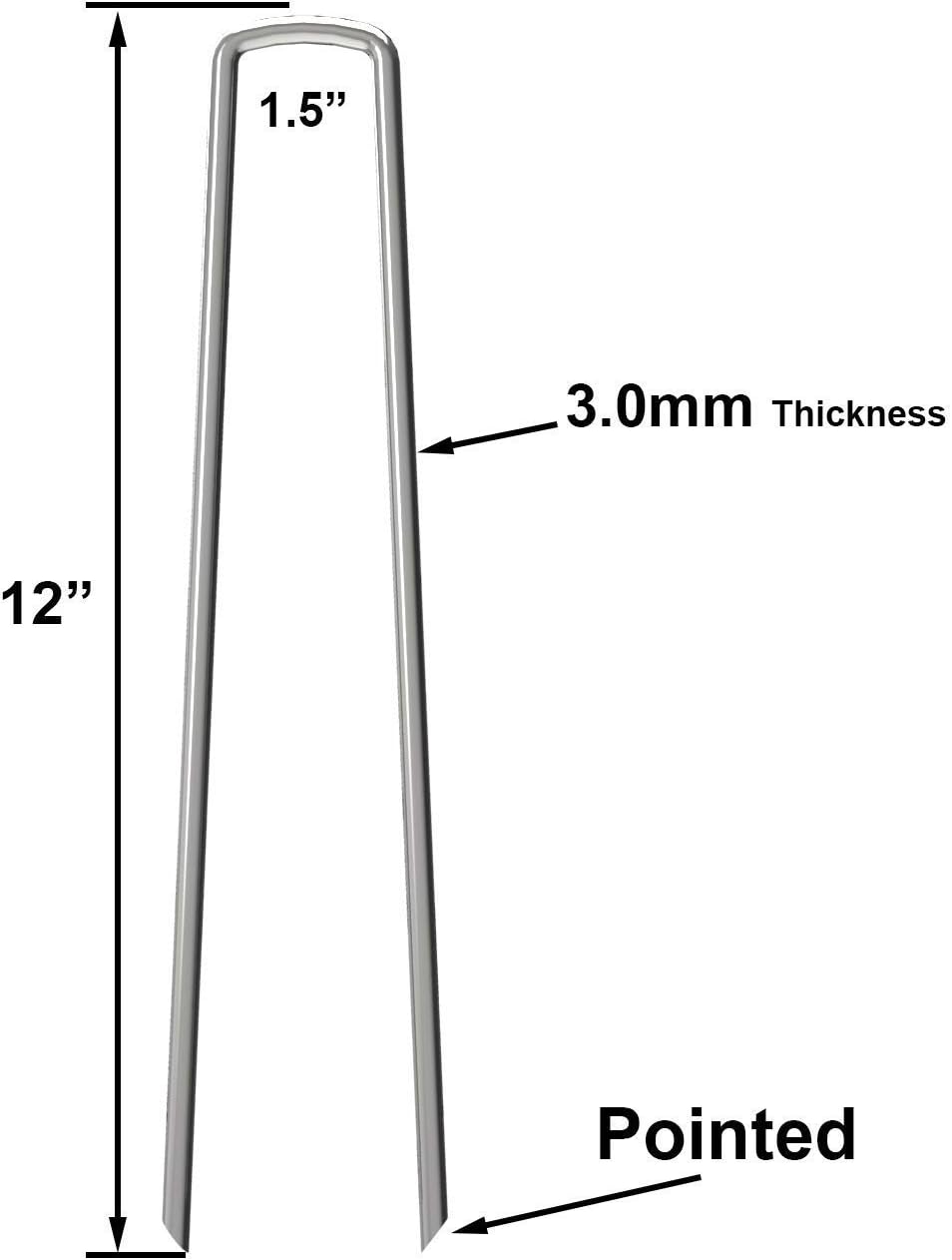 200 Pack 12" Garden Stakes Pins,Heavy Duty Garden Landscape Staples Stakes Pins Galvanized Landscape Fabric Staples Sod Ground Staple for Anchoring Weed Barrier Fabric