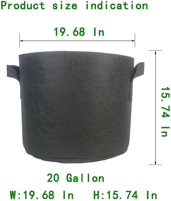 3-Pack 20 Gallon Grow Bags Thickened Large Flower Pots Outdoor Fabric Pot with Handles