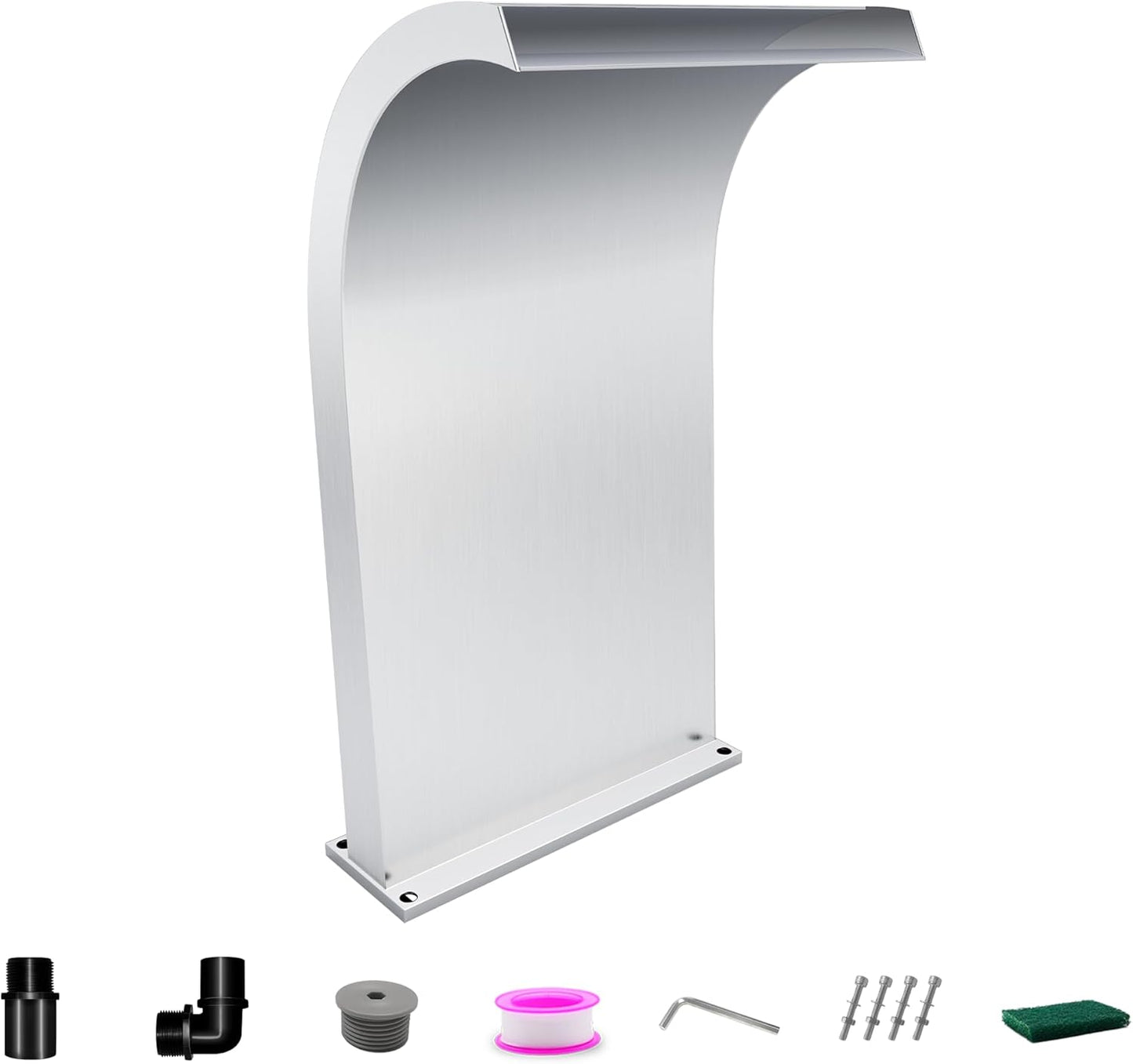 S-Shape Waterfall Spillway Ground Pool Fountain, LONGRUNNEW 304 Stainless Steel Outdoor Water Feature 24.13'' x 9.37'' x 15.39'' for Garden Decor, Landscape Accents & Patio Pond Water Feature-Large