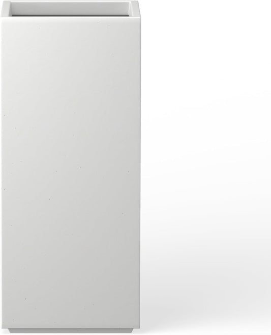 Kante 23.6" H Tall Rectangular Concrete Planter, Modern Square Diameter Plant Pot with Drainage Hole and Rubber Plug for Indoor Outdoor Home Patio Garden, Pure White