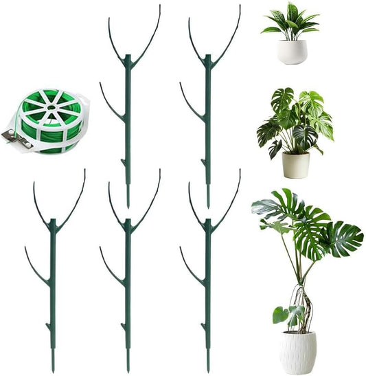 5 Pack Stackable Monstera Plant Support, Garden Plant Stakes for Indoor Outdoor Plants, Climbing Plant Support Structures Moss Pole Monstera Plant Holder Sticks Support Tall Potted Plants (5 Pack)