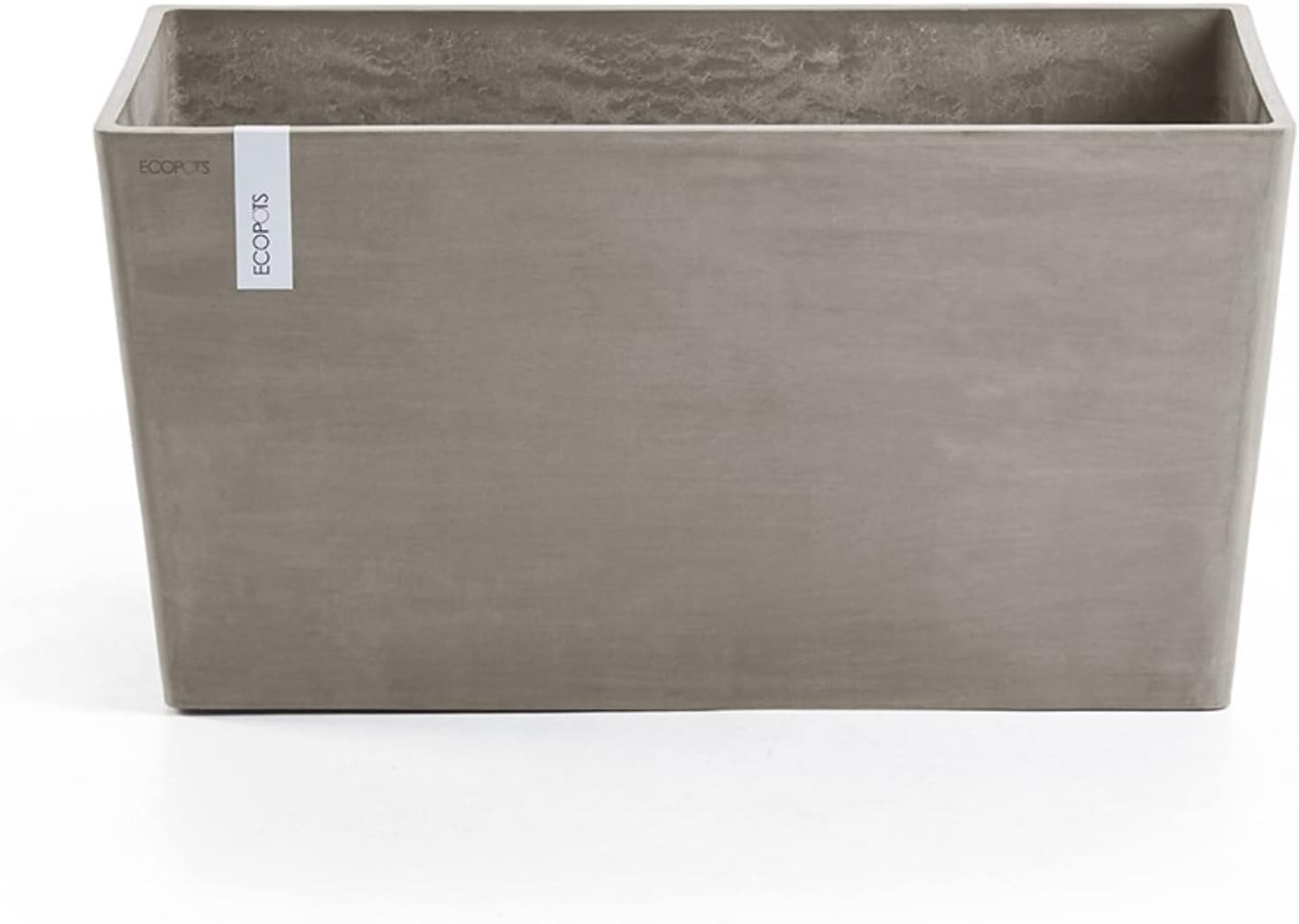 Ecopots Paris Durable Modern Rectangular Indoor/Outdoor Recycled-Based Composite Flower Planter, Taupe, 31.5"