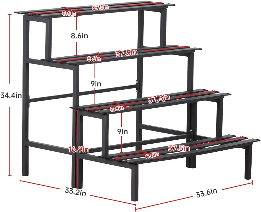 Aluminum Plant Stand - Indoor & Outdoor Ladder Display Shelf for Plants - Sturdy Space-Saving Utility Organizer for Patio, Balcony & Garden (4-Tier)