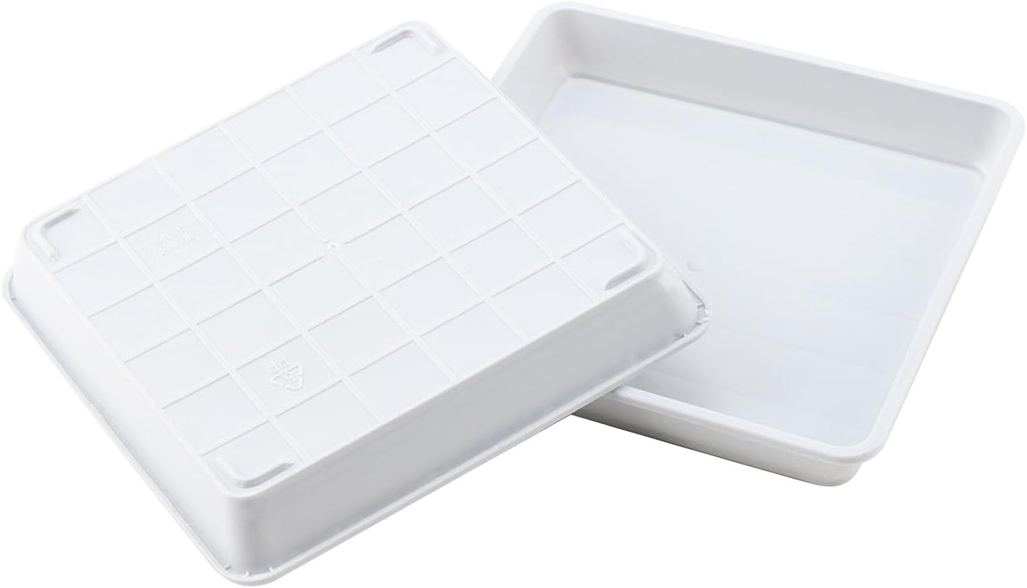 JOIKIT 10 PCS 11.4 x 11.4 Inch Square Plant Saucer, 1.6 Inch Deep Plastic Square Planter Base Bottom Pot Trays, Drip Plates for Plant Pot IndoorsOutdoor, White