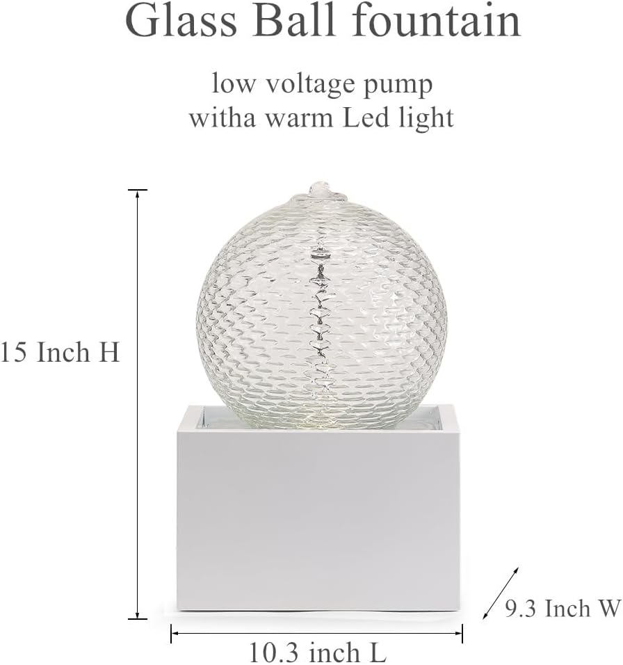 Indoor Water Feature Tabletop Ceramic Fountain Home Kitchen Office Decoration Modern Design Style (White Bigger Size)