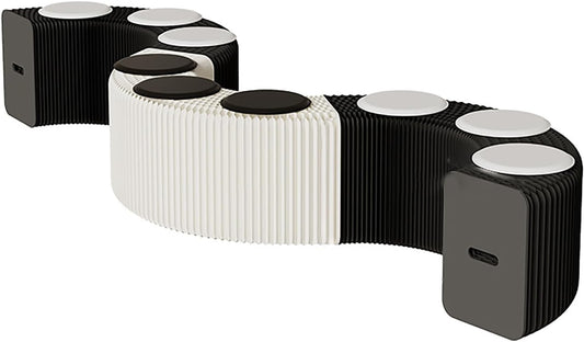 Foldable Kraft Paper Stool, Honeycomb Accordion Folding Bench, Collapsible Paper Stool for Small Spaces, Portable Footrest and Side Table for Living Room and Office,White Black-44×31×600cm